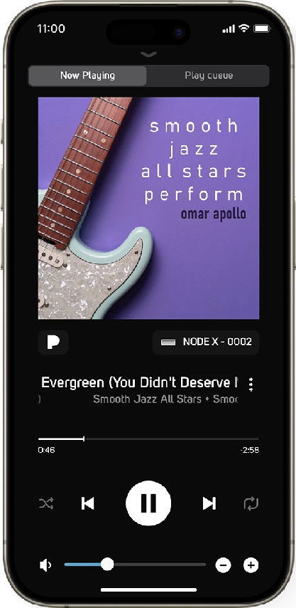 iPhone listening to music through BluOS