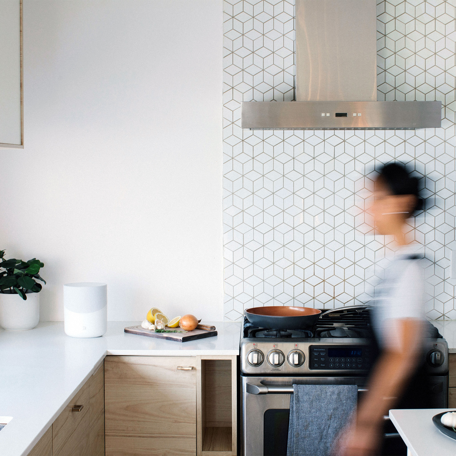 Bluesound Pulse M on a kitchen counter